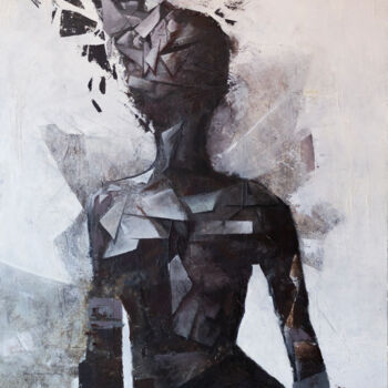 Painting titled "Sserca" by Adrien Guibal, Original Artwork, Oil Mounted on Wood Stretcher frame