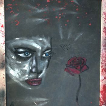 Painting titled "femme à la rose" by Ap, Original Artwork, Acrylic