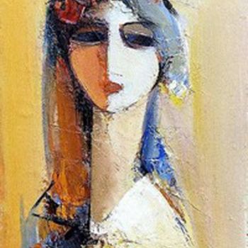 Painting titled "lady yellwo" by Rashmi Soni, Original Artwork, Oil
