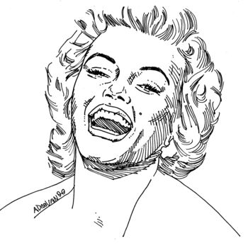 Drawing titled "Marilyn Monroe" by Adrovando Claro, Original Artwork, Ink