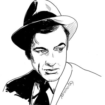 Drawing titled "Gary Cooper" by Adrovando Claro, Original Artwork, Ink