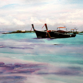Painting titled "En Thailande" by Adyne Gohy, Original Artwork, Watercolor
