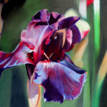 Painting titled "Iris bleu 2" by Adyne Gohy, Original Artwork, Pastel