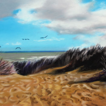 Pintura intitulada "A la mer du Nord" por Adyne Gohy, Obras de arte originais, Pastel