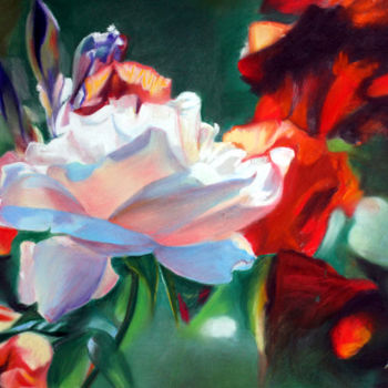 Pittura intitolato "Une fleur parmi les…" da Adyne Gohy, Opera d'arte originale, Pastello