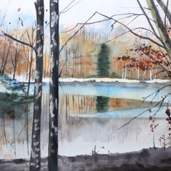 Painting titled "Dans Les Ardennes..…" by Adyne Gohy, Original Artwork, Watercolor