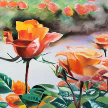 Pintura intitulada "Roses vues sur un r…" por Adyne Gohy, Obras de arte originais, Pastel