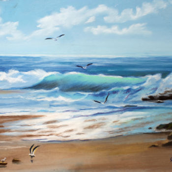 Peinture intitulée "Au bord de la mer!" par Adyne Gohy, Œuvre d'art originale, Pastel