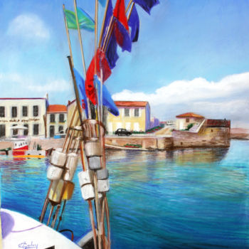 Pintura intitulada "Sur l'île Saint Mar…" por Adyne Gohy, Obras de arte originais, Pastel