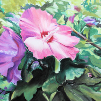 Pintura intitulada "Hibiscus" por Adyne Gohy, Obras de arte originais, Pastel Montado em Cartão