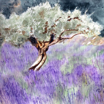Painting titled "La provence!" by Adyne Gohy, Original Artwork, Watercolor Mounted on Wood Stretcher frame