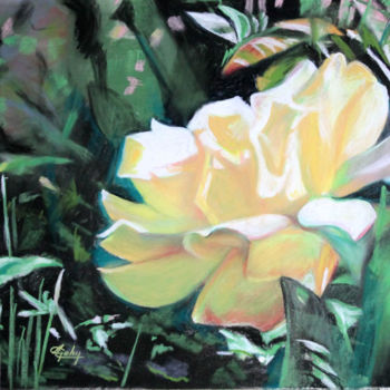 Malerei mit dem Titel "Deux roses" von Adyne Gohy, Original-Kunstwerk, Pastell Auf Keilrahmen aus Holz montiert