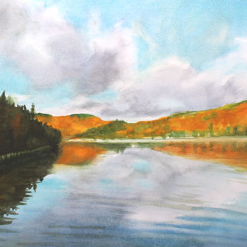 Pittura intitolato "Au Lac de La Montag…" da Adyne Gohy, Opera d'arte originale, Acquarello