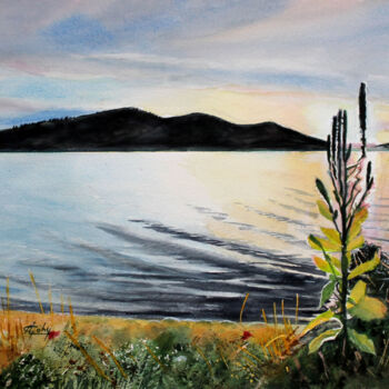 Painting titled "Le Lac des Sables (…" by Adyne Gohy, Original Artwork, Watercolor