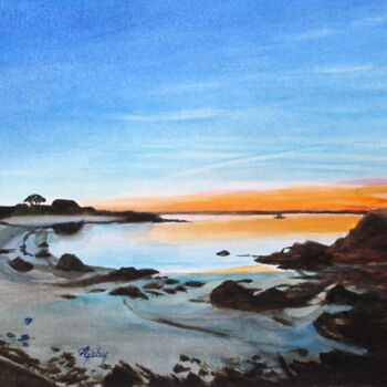 Painting titled "Sur L'Île Callot (…" by Adyne Gohy, Original Artwork, Watercolor