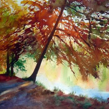 Painting titled "Dans les bois du Ch…" by Adyne Gohy, Original Artwork, Oil