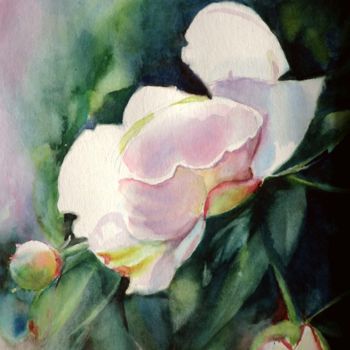 Painting titled "Boutons de pivoine" by Adyne Gohy, Original Artwork, Watercolor