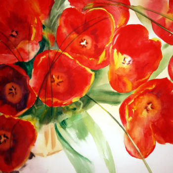 Painting titled "Bouquet" by Adyne Gohy, Original Artwork, Watercolor