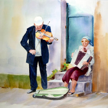 Malerei mit dem Titel "A Monmartre" von Adyne Gohy, Original-Kunstwerk, Aquarell