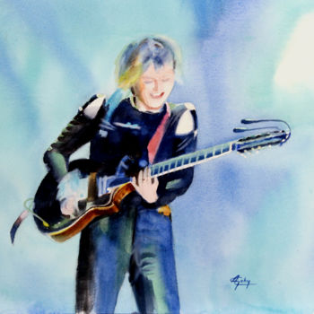 Peinture intitulée "Fabienne en concert" par Adyne Gohy, Œuvre d'art originale, Aquarelle