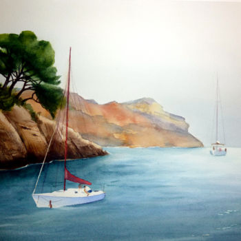 Painting titled "Les Calanques près…" by Adyne Gohy, Original Artwork, Oil
