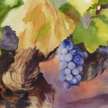 Schilderij getiteld "Les raisins de Ségu…" door Adyne Gohy, Origineel Kunstwerk, Aquarel