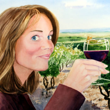 Pintura titulada "De la vigne au verre" por Adyne Gohy, Obra de arte original, Acuarela