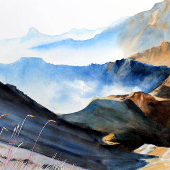 Painting titled "A 2500m d'altitude…" by Adyne Gohy, Original Artwork, Watercolor