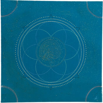 Painting titled "La Rose-Lotus de Vé…" by Aëlle, Original Artwork, Acrylic Mounted on Cardboard