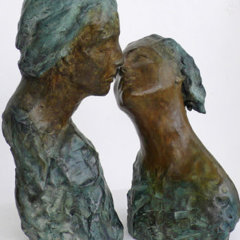 Sculptuur getiteld "LE BAISER" door Aelle, Origineel Kunstwerk, Bronzen
