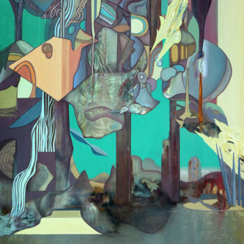 Pittura intitolato "Psychedelic Forest" da Aeon, Opera d'arte originale, Olio