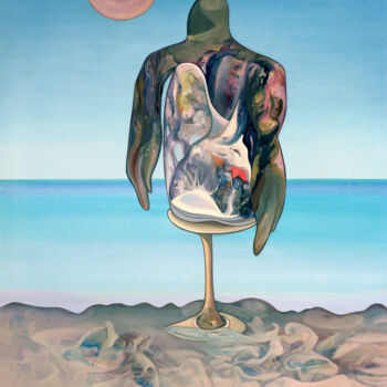 Peinture intitulée "Man On The Beach" par Aeon, Œuvre d'art originale, Huile Monté sur Châssis en bois