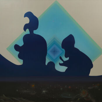 Painting titled "Silhouettes" by Aeon, Original Artwork, Oil