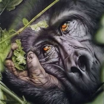 Pintura titulada "Gorille" por Anne-Sophie Nguyen, Obra de arte original, Aerógrafo
