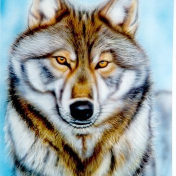 Peinture intitulée "un loup" par Aerodreamscompany, Œuvre d'art originale