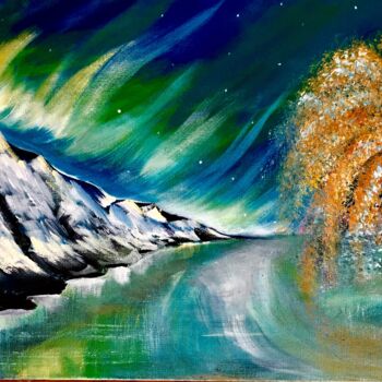 Painting titled "Northern Lights" by Afaf Khalil, Original Artwork, Acrylic