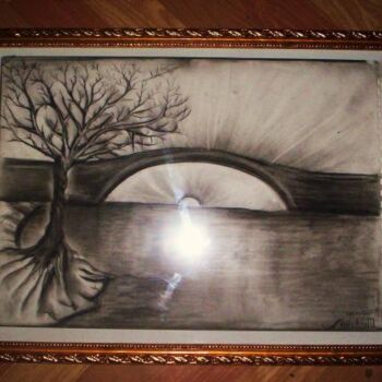 Pintura titulada "A bridge at sunset" por Afaf Khalil, Obra de arte original, Oleo