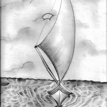 Drawing titled "Across the ocean" by Afaf Khalil, Original Artwork, Other