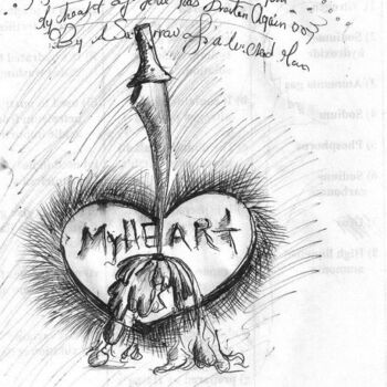Zeichnungen mit dem Titel "Sometimes love hurts" von Afaf Khalil, Original-Kunstwerk, Andere