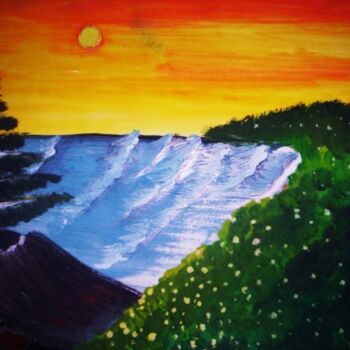Painting titled "A pure island" by Afaf Khalil, Original Artwork, Oil