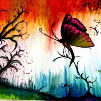 Malerei mit dem Titel "Butterfly" von Afaf Khalil, Original-Kunstwerk, Andere