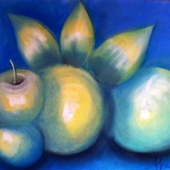 Drawing titled "Apples and cantalou…" by Afaf Khalil, Original Artwork, Pastel
