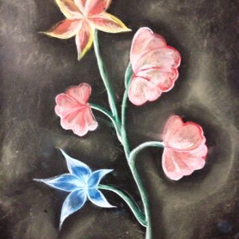Рисунок под названием "Variety of Flowers…" - Afaf Khalil, Подлинное произведение искусства, Пастель