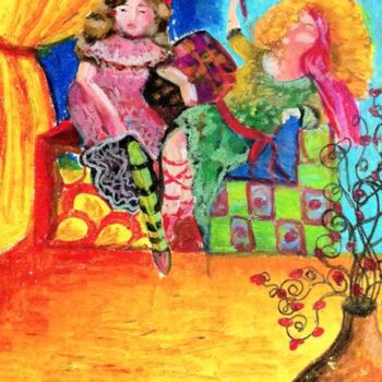 Картина под названием "The Gypsies" - Afaf Khalil, Подлинное произведение искусства, Пастель Установлен на Деревянная рама д…
