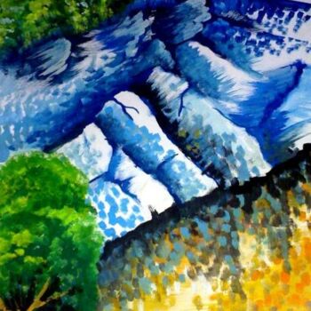 Painting titled "Photons of Nature" by Afaf Khalil, Original Artwork, Watercolor