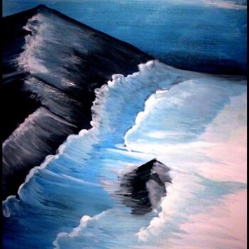Painting titled "Ocean shores" by Afaf Khalil, Original Artwork, Gouache
