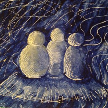 Malerei mit dem Titel "Night Vision of Pot…" von Afaf Khalil, Original-Kunstwerk, Tinte