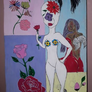 Painting titled "TABLEAU" by Afaf A, Original Artwork, Stained glass painting
