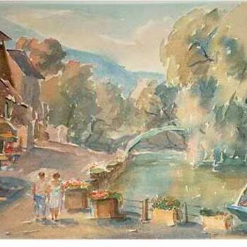 Painting titled "34. Chanaz, Savoie" by Alexandra Afanassieva, Original Artwork