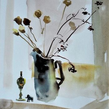 Картина под названием "Fleurs séchées" - Alexandra Afanassieva, Подлинное произведение искусства, Акварель